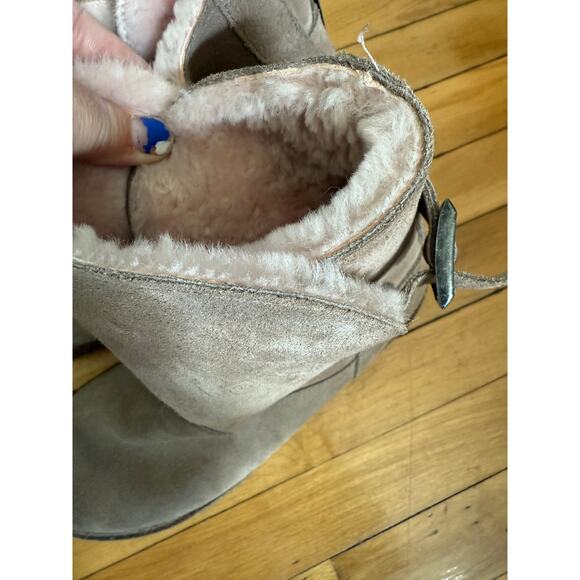 Birkenstock Uppsala Shearling Suede Leather boots in gray taupe - Picture 7 of 14